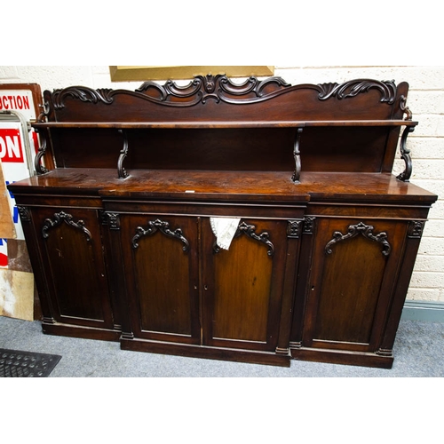 101 - VICT. MAHOG. BREAKFRONT SIDEBOARD. MEASURES 192L X 42D X 140H CM