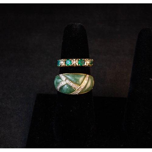 419 - 2X 9K EMERALD + JADE RINGS 6G