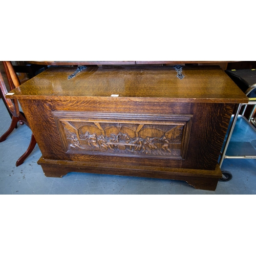 67 - CARVED FRONT COFFER CHEST