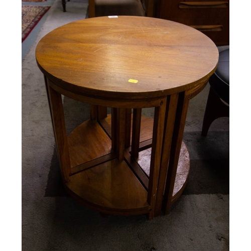 524 - QUALITY ROUND MAHOGANY NEST OF TABLES