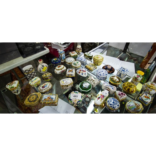 493 - COLLECTION OF MINIATURE PORCELAIN TRINKET BOXES