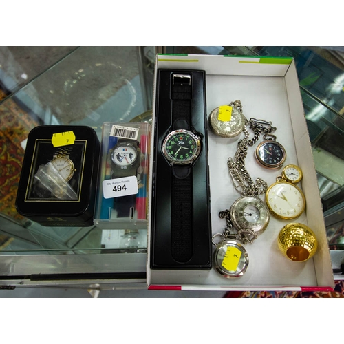 494 - LOT OF CLOCKS + WATCHES