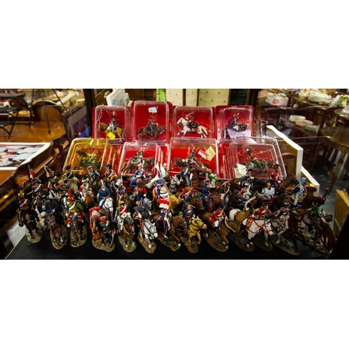 501 - LARGE COLLECTION OF  LEAD DEL PRADO CAVALRY OF NAPOLEONIC WAR BOOKS + FIGURES approx 75 10CM HIGH.