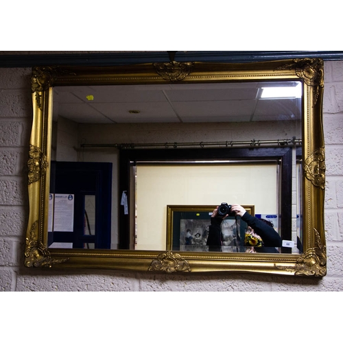 68 - GILT BEVELLED MIRROR. 103CM X 73CM