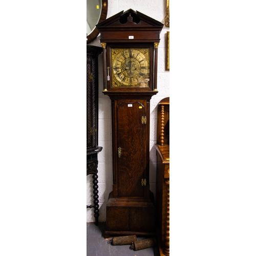 88 - VICTORIAN OAK CASE GRANDFATHER CLOCK WITH GILDED BRASS FACE. JOHN SMITH - AF