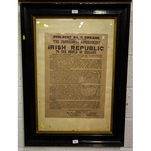 98 - POBLACHT NA HEIREANN DECLARATION IN ANTIQUE FRAME