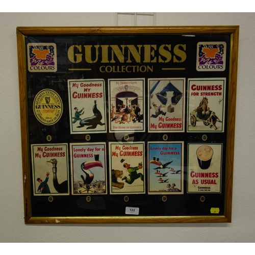 122 - GUINNESS COLLECTION FRAMED POSTCARDS 59 X 55CM