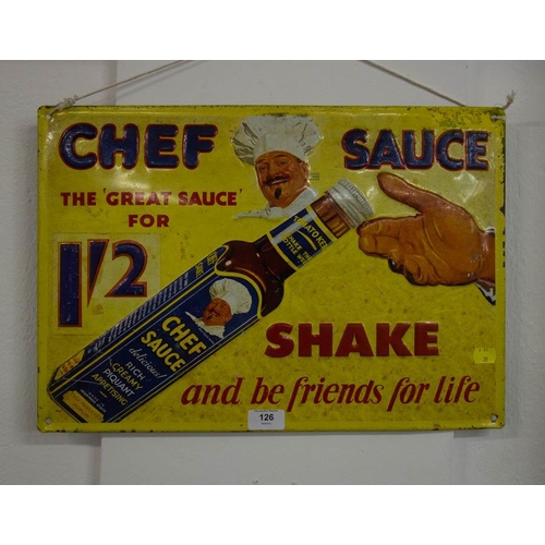 126 - CHEF SAUCE ORIGINAL METAL  SIGN 49 X 34CM