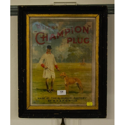 128 - WILLS CHAMPION PLUG  PRINT FRAMED 38 X 48CM