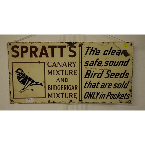 129 - ORIGINAL SPRATTS CANARY MIXTURE ENAMEL SIGN 60 X 30CM