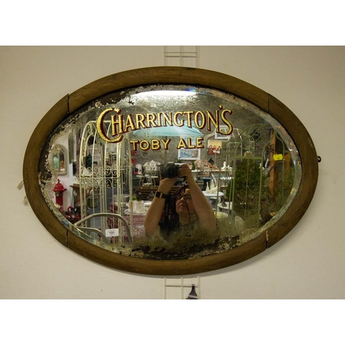 131 - ANTIQUE TOBY ALE MIRROR 87 X 62CM