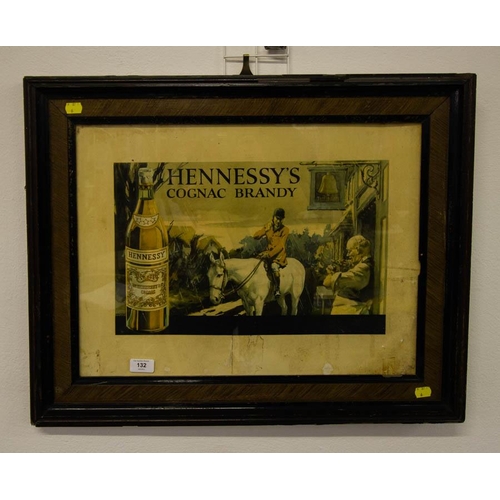 132 - HENNESSYS COGNAC BRANDY SIGN IN FRAME