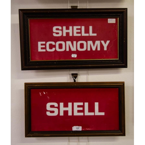 137 - 2 SHELL SIGNS. 50 X 27CM