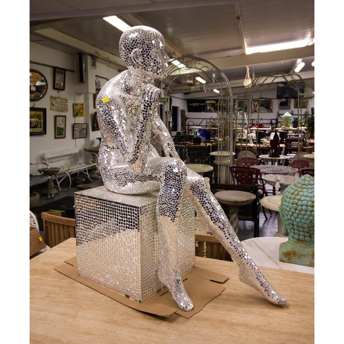 169 - DISCO GLASS MANNEQUIN ON PEDESTAL. 110 CM TALL