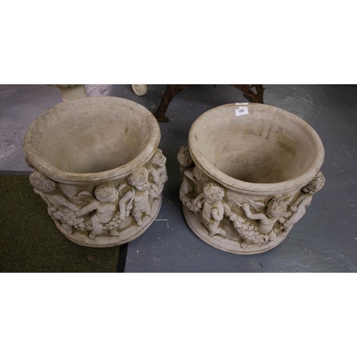 184 - PAIR OF CHERUB PLANT POTS 33CM H