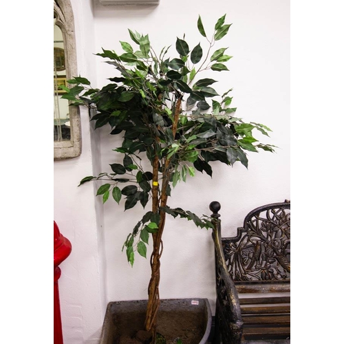 335 - 2 LARGE ARTIFICIAL TREES + VASE