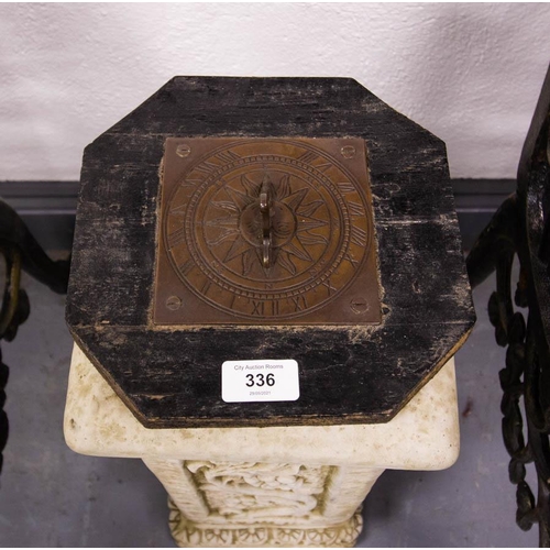 336 - ORNATE PLINTH WITH SUNDIAL TOP