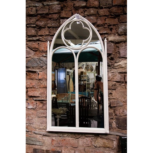 342 - PAIR OF ARCH TOP METAL FRAME MIRRORS 54W X 105H CM