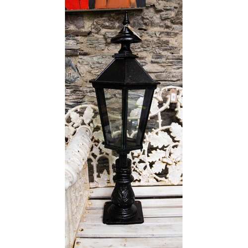 373 - PAIR OF CAST PIER LANTERNS 80CM HIGH