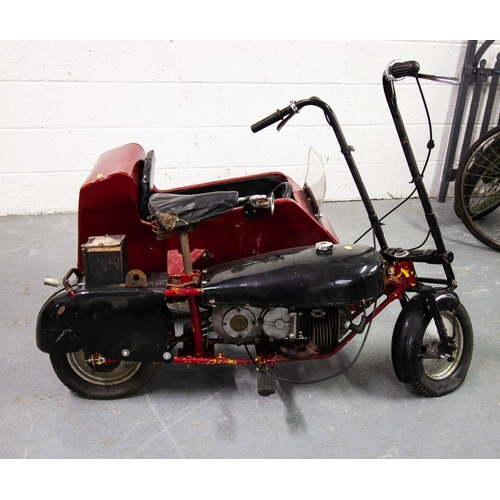 505 - MINI MOTOR BIKE WITH SIDE CAR.   AS FOUND, NO KEYS, NO LOG BOOK