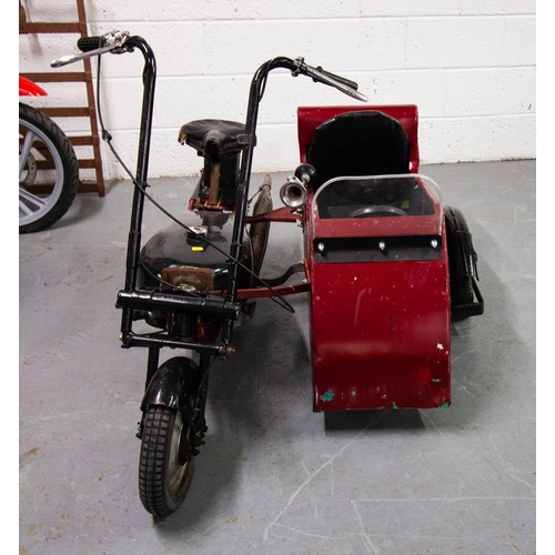 505 - MINI MOTOR BIKE WITH SIDE CAR.   AS FOUND, NO KEYS, NO LOG BOOK