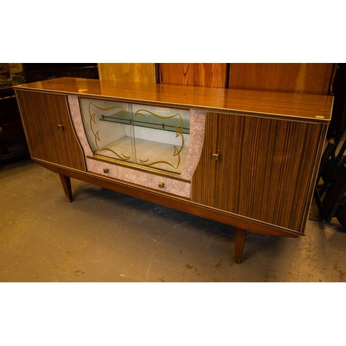 50 - RETRO FORMICA TOP SIDEBOARD + TABLE - SIDEBOARD MEASURES 167.5L x 40.5D x 76H in cm