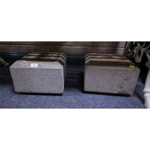 69 - PAIR OF SANDSTONE PLINTHS 20H X 30W CM