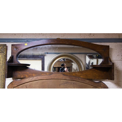 84 - Oak French Dresser AF (Veneer Damaged) W/W  + Oak Framed Oval Mirror