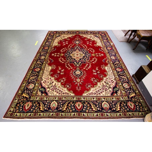 89 - PERSIAN BLUE GROUND RUG - 353L X 253CM