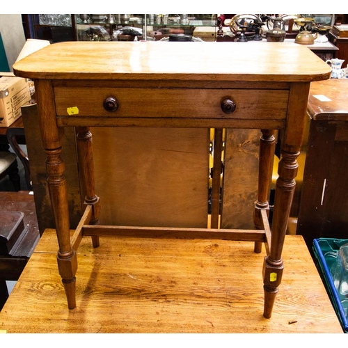 31 - TURNED LEG OCCASIONAL TABLE WITH DRAWER AF + 2 DOOR PINE CUPBOARD