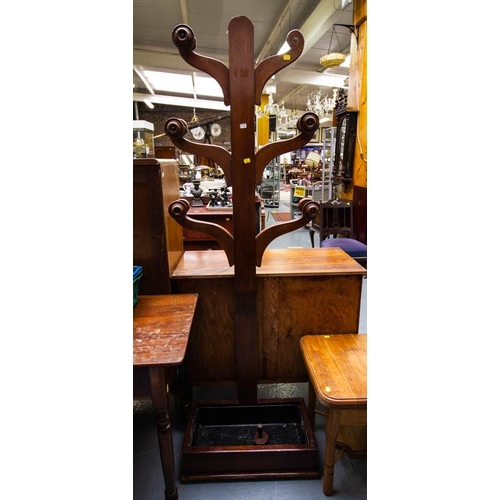 32 - MAHOGANY OCCASIONAL TABLE WITH DRAWER ON SIDE AF + HALL STAND