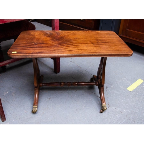 35 - LYRE END COFFEE TABLE + 3  VICTORIAN MAHOGANY DINING CHAIRS AF