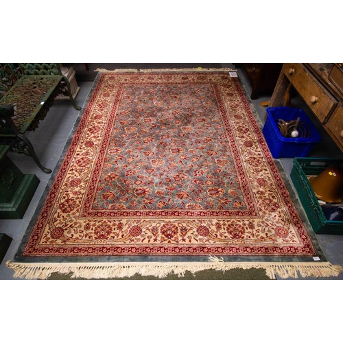 562 - BLUE GROUND FLORAL DESIGN RUG.  280 X 200