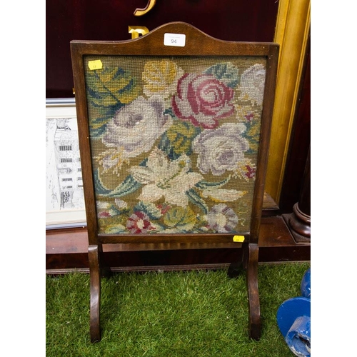 94 - MAHOGANY FRAMED TAPESTRY FIRE SCREEN