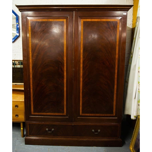 509 - INLAID MAHOGANY 2 DOOR LINEN PRESS. 150CM WIDE