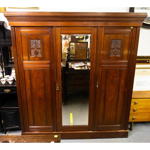 514 - EDWARDIAN MIRROR DOOR FITTED WARDROBE. 200CM WIDE