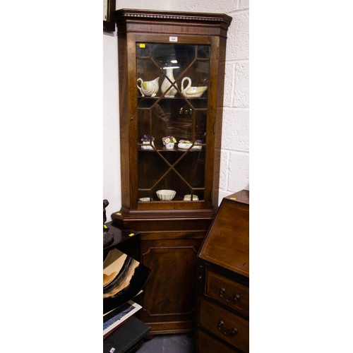 524 - DIAMOND DOOR MAHOGANY CORNER CABINET