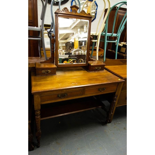 536 - EDWARDIAN WALNUT DRESSING TABLE. 106cm wide, 51cm deep and 153cm high