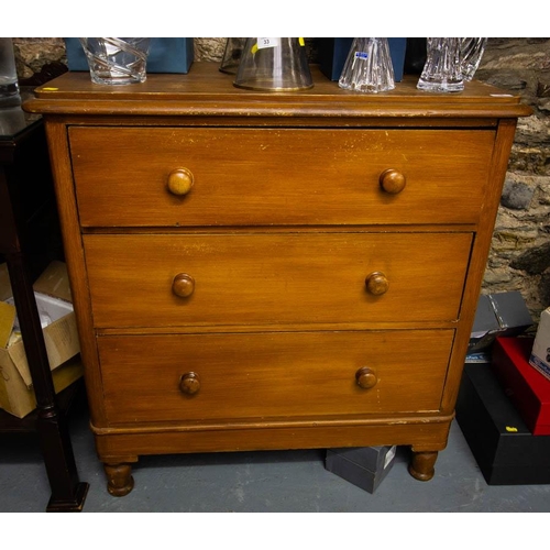 555 - VICTORIAN 3 DOOR STAINED CHEST AF