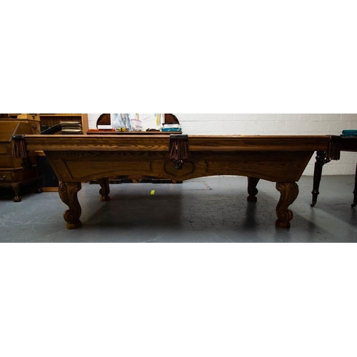 560 - OAK FRAMED, SLATE BASE POOL TABLE 8FT X 4'6