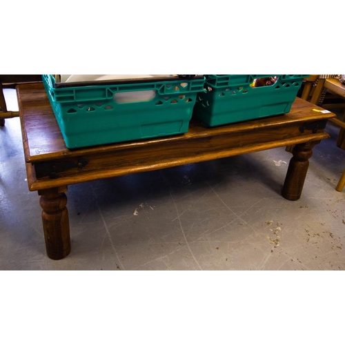 69 - MEXICAN PINE COFFEE TABLE + CANDLE HOLDER