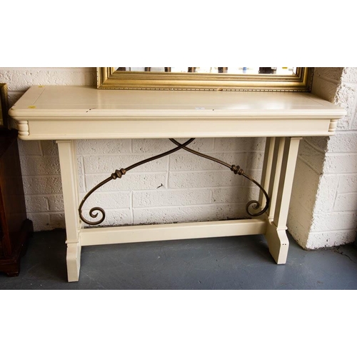 77 - PAINTED CONSOLE TABLE 140 CM L + MIRROR