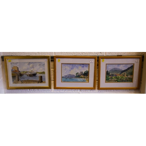 89 - 3 MICHAEL O'CONNELL WATERCOLOUR PAINTINGS, MICHAEL O'CONNELL OIL ON BOARD WOODSTOWN