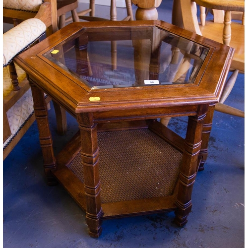 98 - 2 TIER OCTAGONAL GLASS TOP COFFEE TABLE