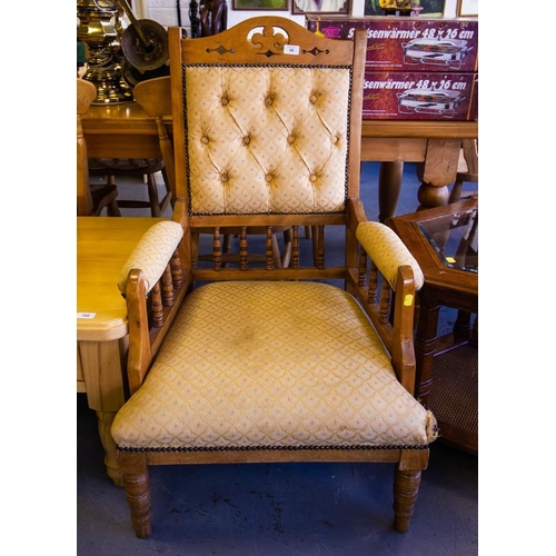 99 - PAIR OF EDWARDIAN BUTTON BACK ARMCHAIRS