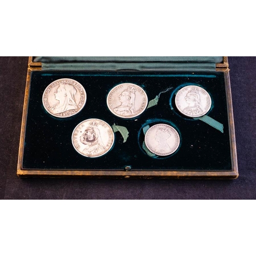 10 - VICTORIA SILVER COINS - 5 SHILLINGS 1894, 4X 2 SHILLINGS 1887, 2 SIXPENCE 1887, GOTHIC 2 SHILLINGS 1... 