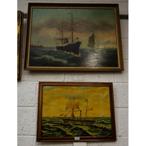 127 - 2 TALL SHIPS PAINTINGS