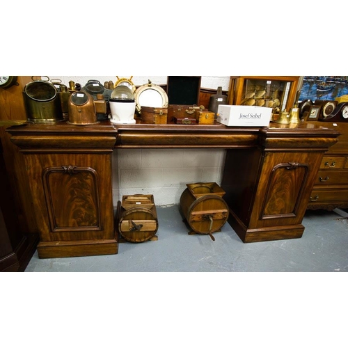 130 - LARGE MAHOGANY PEDESTAL SIDEBOARD
