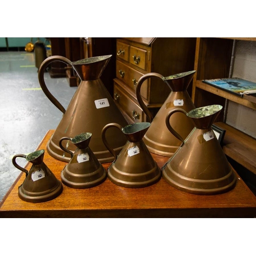141 - SET OF 6 GRADUATED COPPER MEASURES