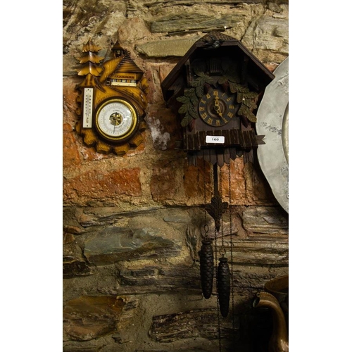 160 - CUCKOO CLOCK, BAROMETER + CLOTHES BRUSH